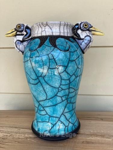 Blue Heron Vase by Robin Rodgers