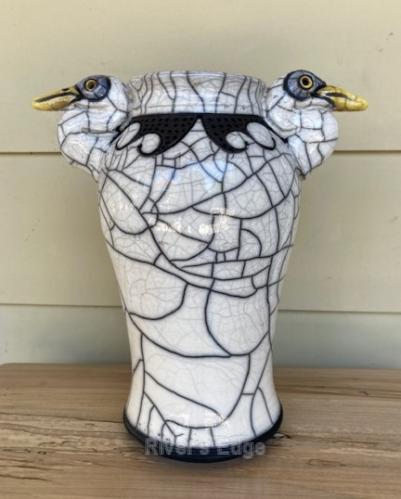 White Egret Vase by Robin Rodgers