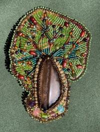 Leaves in Beads Brooch by Cyndi Thau