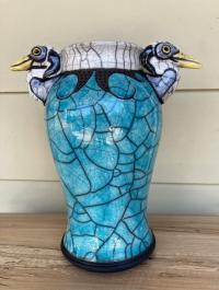 Blue Heron Vase by Robin Rodgers