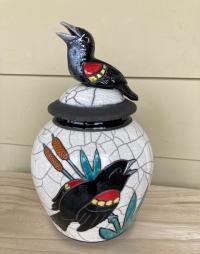 Red Wing Black Bird Jar by Robin Rodgers