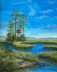 Pine Island in Marsh by Marvin Cook