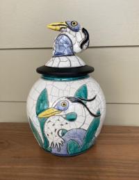 Blue Heron Jar by Robin Rodgers