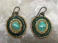 Turquoise Gold Earrings by Cyndi Thau