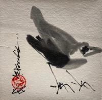 Bird Less is More 6x6 by Ann Kozeliski