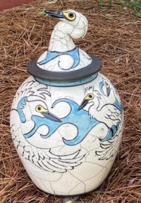 Snowy Egret Lg Jar by Robin Rodgers